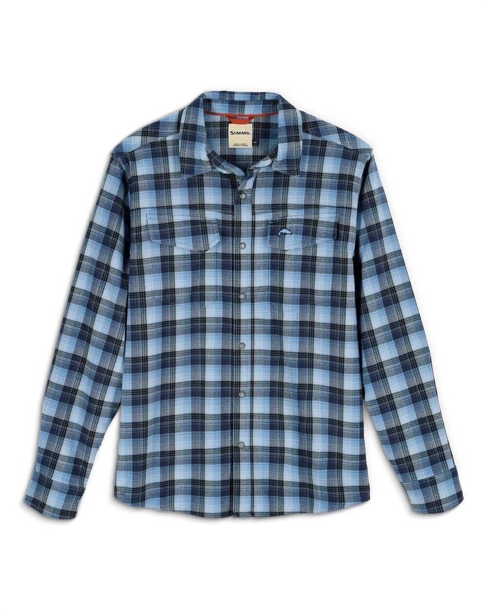 NEW SIMMS men's gallatin flannel long sleeve shirt in kennebec plaid